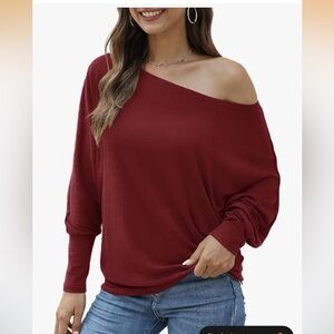 NWT Aifer Off The Shoulder Long Sleeve Red Top - L